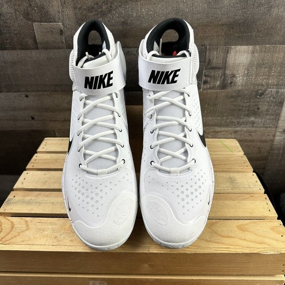 NEW NIKE ALPHA HUARACHE ELITE 3 MID WHITE BASEBALL CLEATS CV3550-105 MENS SZ 14 - Picture 2 of 5
